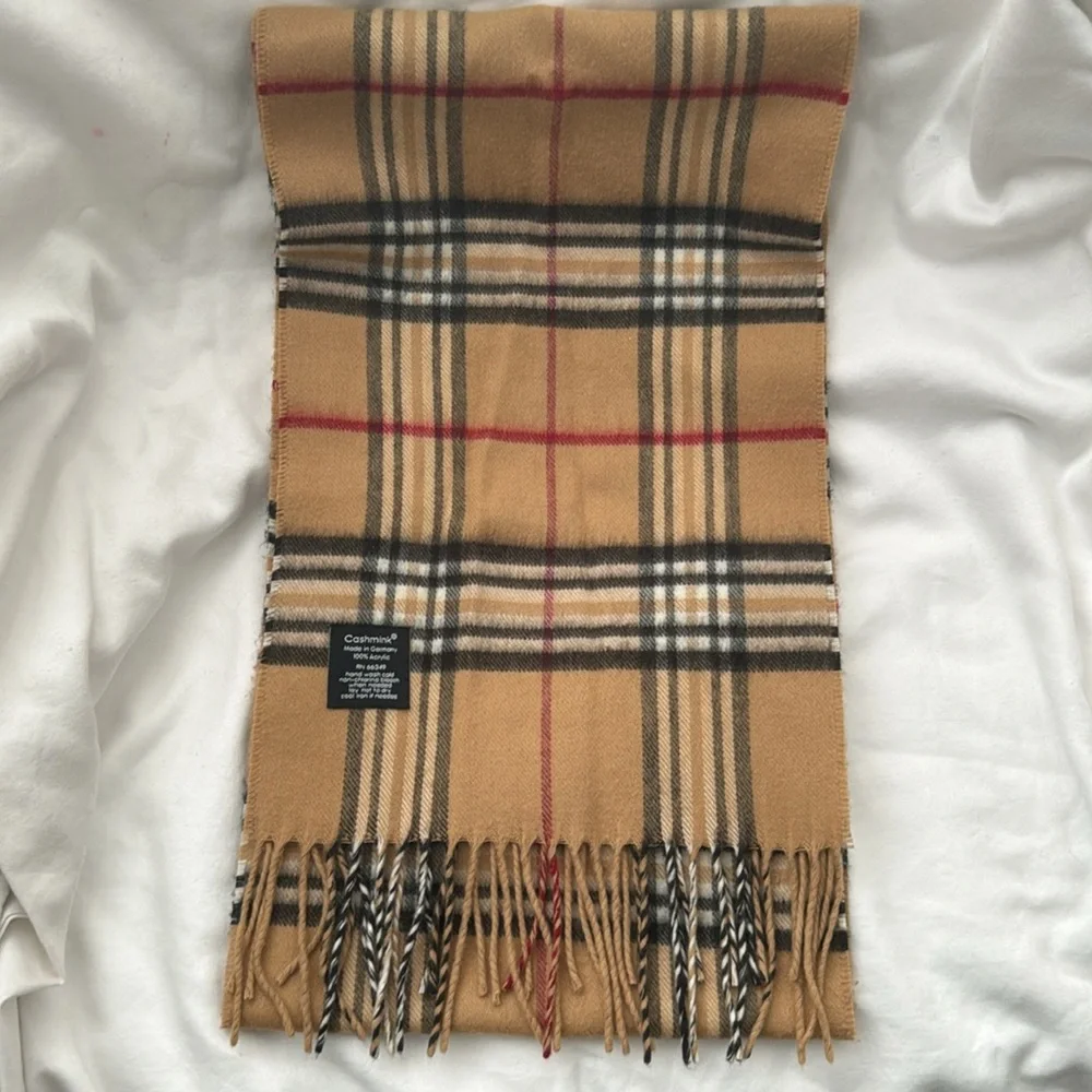 FRAAS CASHMINK Fringe Scarf Unisex Men&Women Plaid Tan Black Red White 10x72